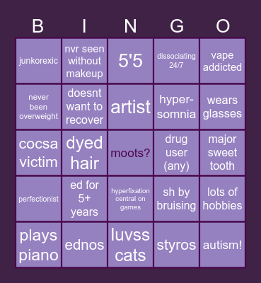 ezras shedtwt/personal bingo .ᐟ Bingo Card