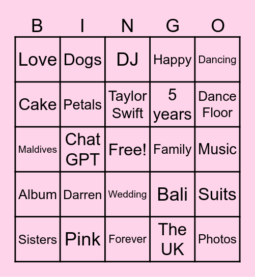 Lou's Hen's Day Bingo Card