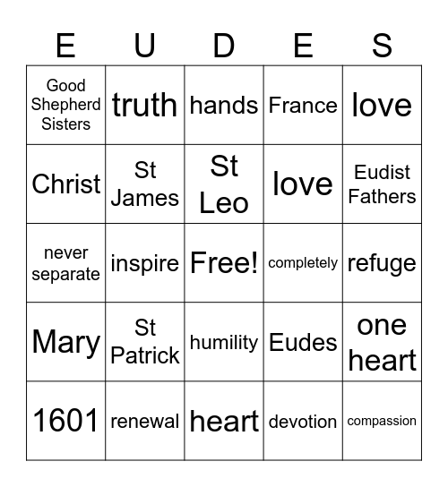 St. John Eudes Bingo Card