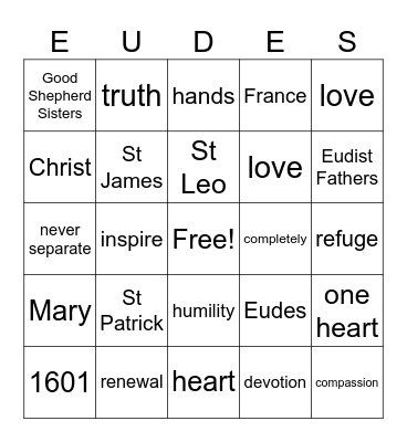 St John Eudes Bingo Card