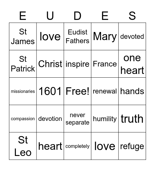 St John Eudes Bingo Card