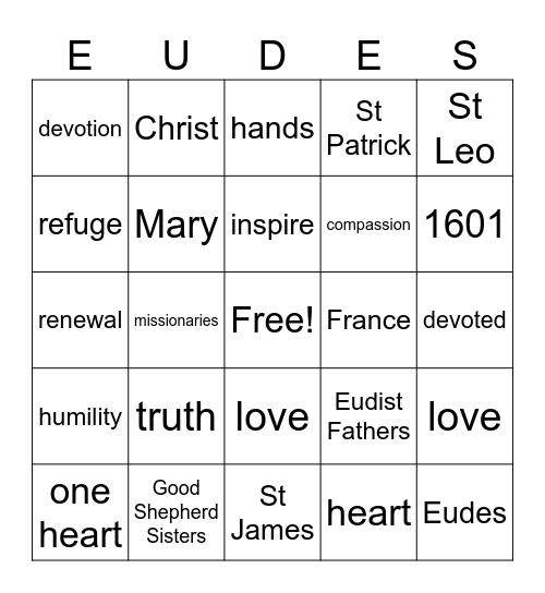 St John Eudes Bingo Card