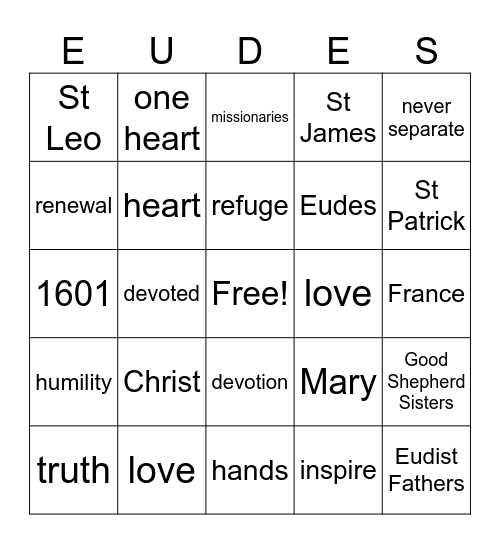 St John Eudes Bingo Card