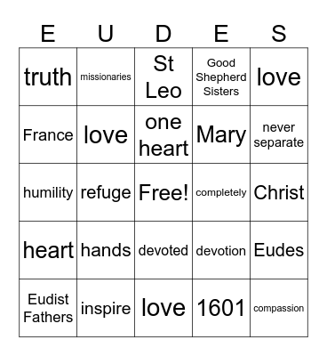 St John Eudes Bingo Card