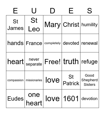 St John Eudes Bingo Card