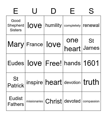 St John Eudes Bingo Card