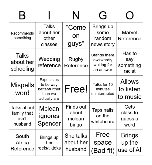 Untitled Bingo Card