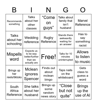 Mclean Bingo Card
