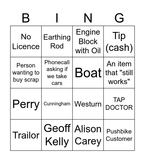 Scrap Bingo Card