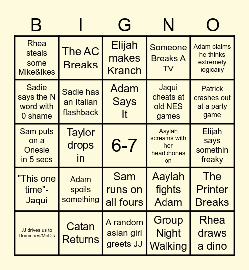 Southeast Bingo Card
