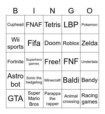 The Video Game Bingo Card