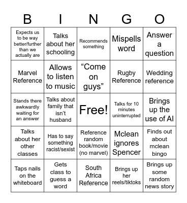 Mclean Bingo Card