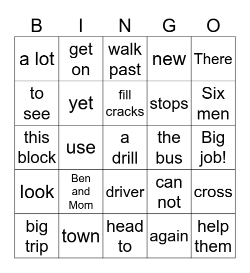 Good Job, Ben! Bingo Card