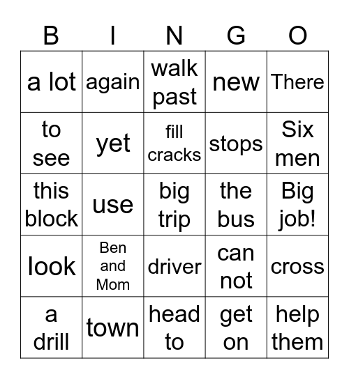 Good Job, Ben! Bingo Card