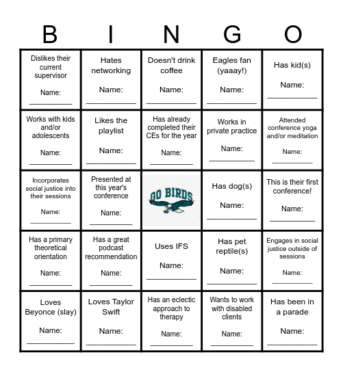 Networking Bingo Card
