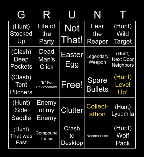 The Timber Lodge, v3 Bingo Card