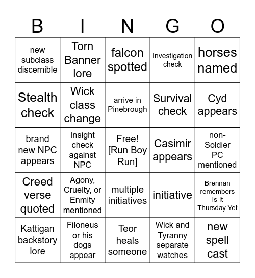 Cat And Mouse And Cat And Mouse And Cat And Mouse [Critical Role 4.05] Bingo Card