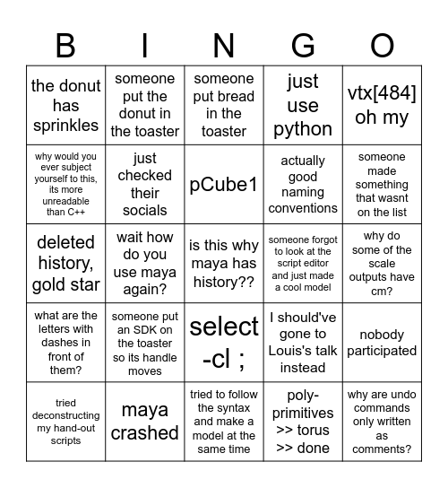 MEL bingo Card