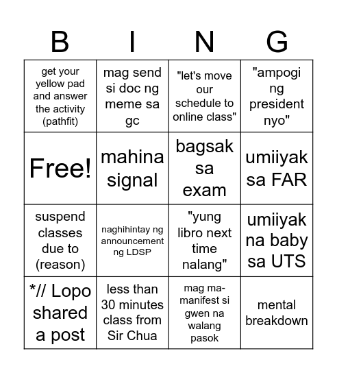 LDSP BSA 1 - C BINGO! Bingo Card