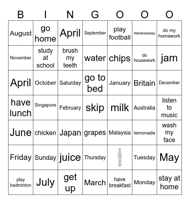 REVIEW 1 - GRADE 4 Bingo Card