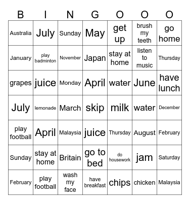 REVIEW 1 - GRADE 4 Bingo Card