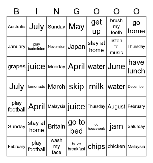 REVIEW 1 - GRADE 4 Bingo Card