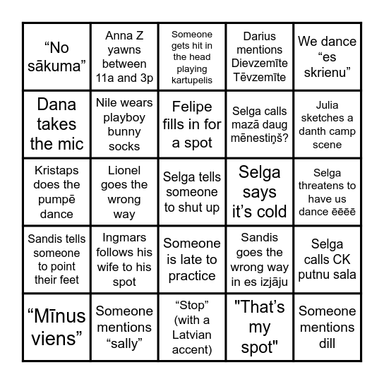 DAUG BINGO Card