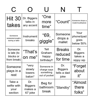 Recording Project Bingo Card