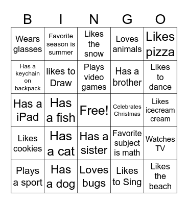 ALL ABOUT ME! Bingo Card