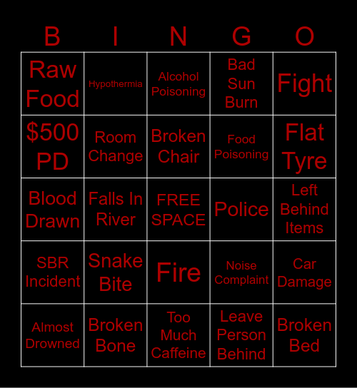 JINDABYNE BINGO Card