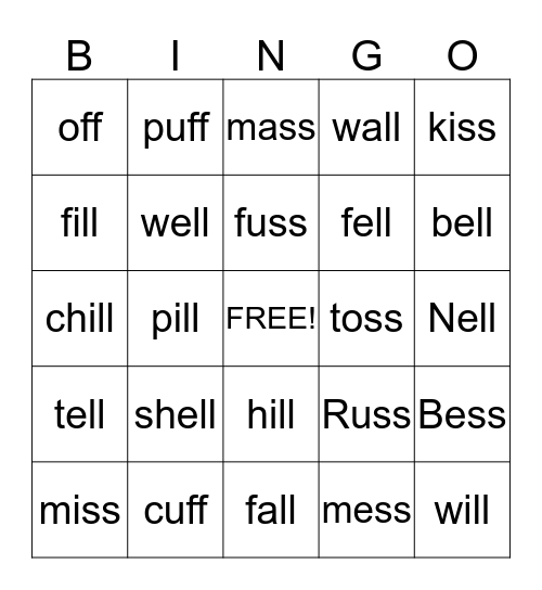 Bonus Letters Bingo Card