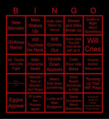 STRANGER THINGS 5 Bingo Card