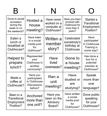 Icebreaker Bingo Card