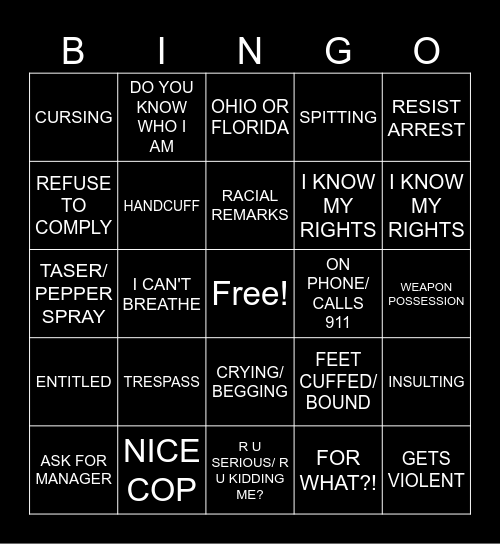 Karen Bingo Card
