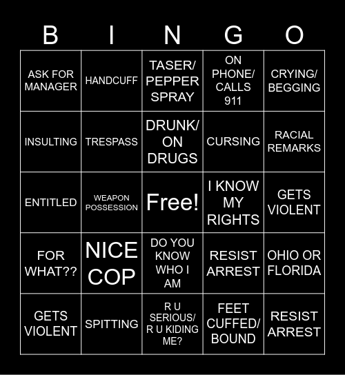Karen Bingo Card