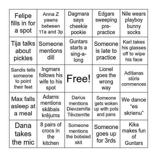SELGA BINGO Card