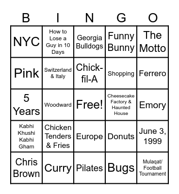 Anum Ali Bingo Card