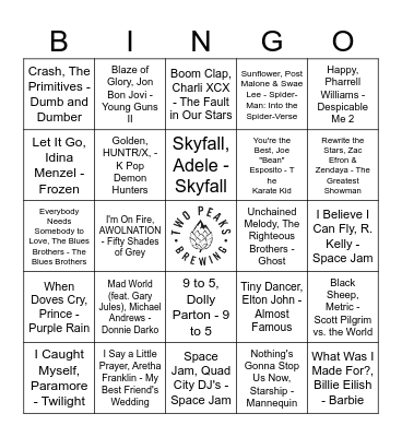 🍿📽️Soundtracks Music Bingo #1📽️🍿 Bingo Card