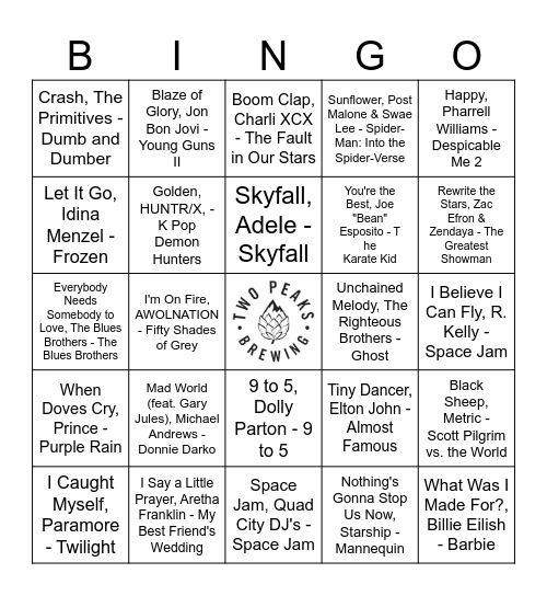 🍿📽️Soundtracks Music Bingo #1📽️🍿 Bingo Card