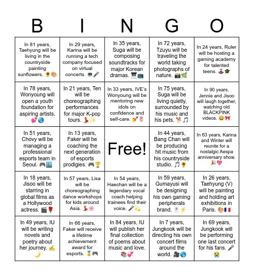 B24 L9 In 24 years, Ruler will be hosting a gaming academy for talented teens. Bingo Card