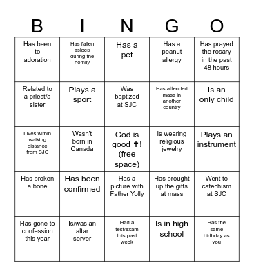 SJCYM BINGO Card
