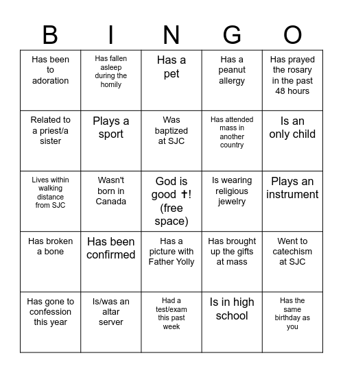 SJCYM BINGO Card