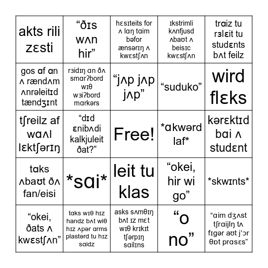 ði ɑisbreikər Bingo Card