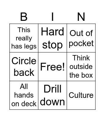 work work work work work! Bingo Card