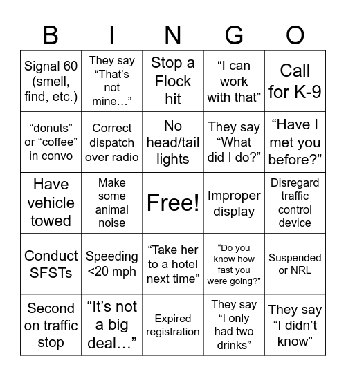 Signal 27 Bingo Card