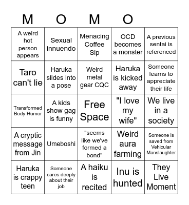 Momotaro Bingo Card