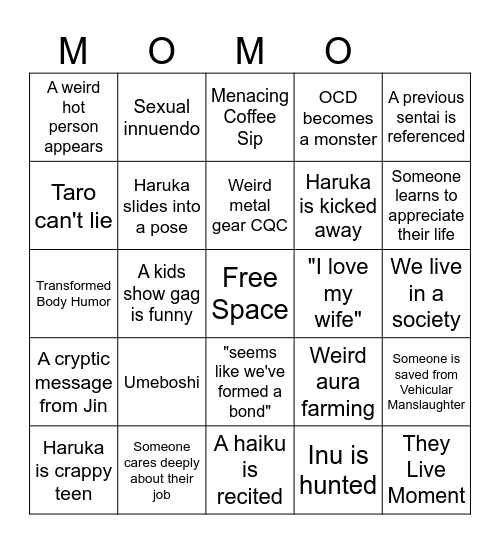 Momotaro Bingo Card