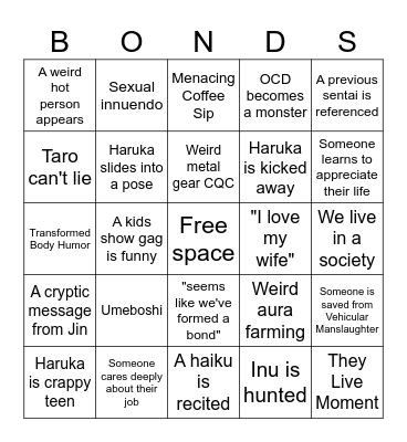 Avataro Sentai Donbrothers Bingo Card