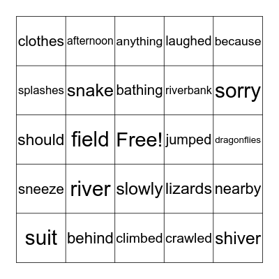 Frog & Toad Are Friends ~ The Swim Bingo Card