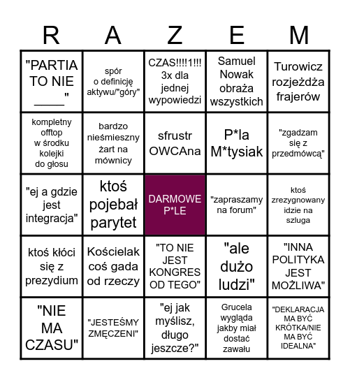 KONGRES BINGO Card